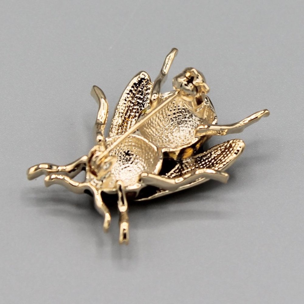 Bee insect animal black gold tone pin brooch - Picture 5 of 6